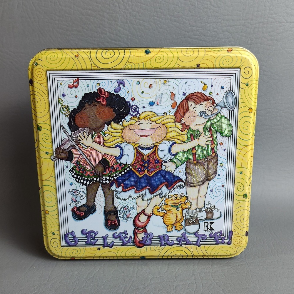 Joan Walsh Anglund Metal Decorative Tin Celebrate‎ Kids Cat Whimsical Collector